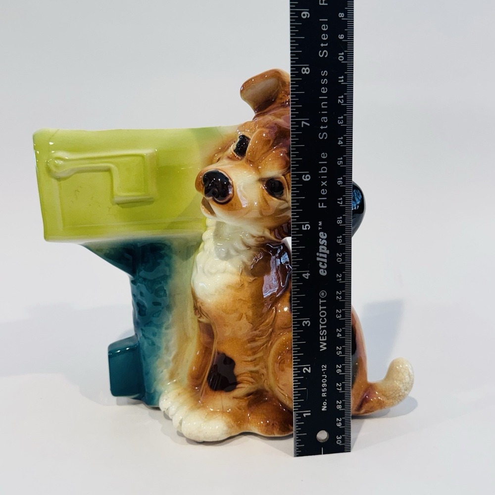 Vintage 50's Mid Century Puppy Dog & Mailbox‎ Planter Royal Copley 8" Tall - Picture 8 of 15